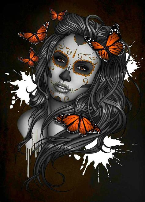 butterfly sugar skull|female sugar skull tattoos.